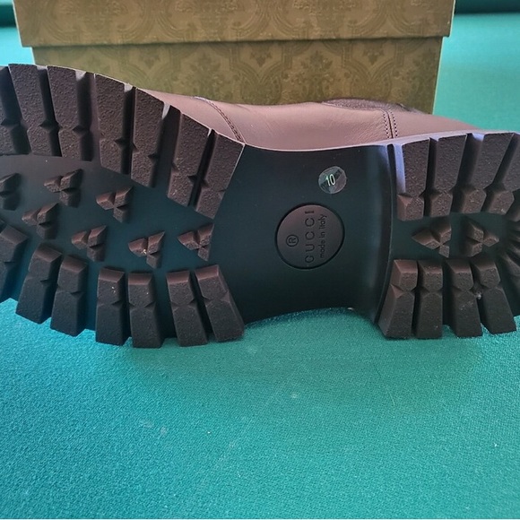 Gucci Kyra Chelsea Web Stripe Lug Dole Boots size 10.5 - Picture 7 of 8